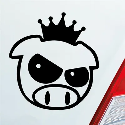Produktbild von Auto Aufkleber Bad Pig Drift König Krone Schwein 10x11 cm Schwarz Matt Sticker Heckscheibenaufkleber