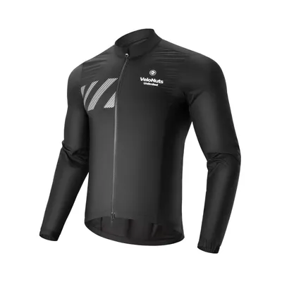 Produktbild von VeloNuts Fahrradtrikot Herren Langarm Sommer Winddicht Atmungsaktiv Fahrradjacke Leicht Cycling Jersey für Rennrad und MTB, Schwarz EU Größe M