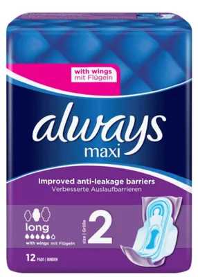 Produktbild von always maxi Damenbinde Long mit Flügeln 12 Größe 2