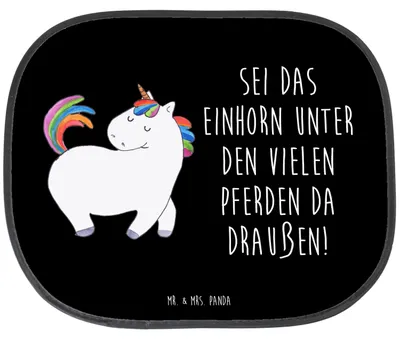 Produktbild von Mr. & Mrs. Panda Autoscheiben Sonnenschutz Einhorn Stolzieren - Schwarz - Geschenk, Einhörner, Auto, Fenster, Stolz, Pferd, pkw, Autosonnenschutz, Reiter, Fürs, Unicorn