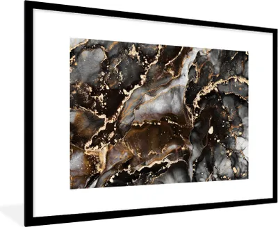 Produktbild von MuchoWow® Gerahmtes Poster Marmor - Gold - Glitzer - Luxus 90x60 cm - Poster mit Schwarzem Bilderrahmen Wandposter Rahmen Foto Bilder - Wanddekoration - Fotos