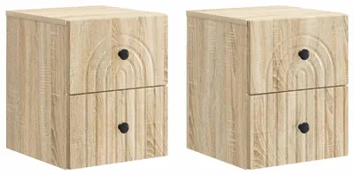 Immagine prodotto di vidaXL Comodino da parete, set da 2 pezzi, rovere Sonoma, 33 x 34,5 x 40 cm