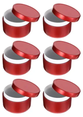 10er-Set runde Zinndosen, 5,3 x 3,7 cm, luftdicht, rot
