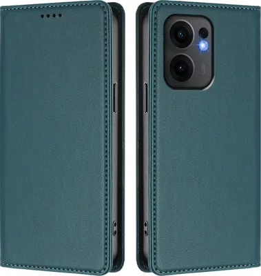 Image de Etui en cuir pour Oppo Reno13 F 5G, étui magnétique en cuirPolyuréthaneavec support Vert