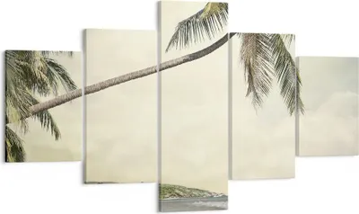 Produktbild von Bild auf Leinwand - Leinwandbild - 5 Teile - Palme Strand Insel - 125x70cm - Wand Bild - Wanddeko - Wandbilder - Leinwanddruck - Bilder - Wanddekoration - Leinwand bilder - Wandbild - EA125x70-4154