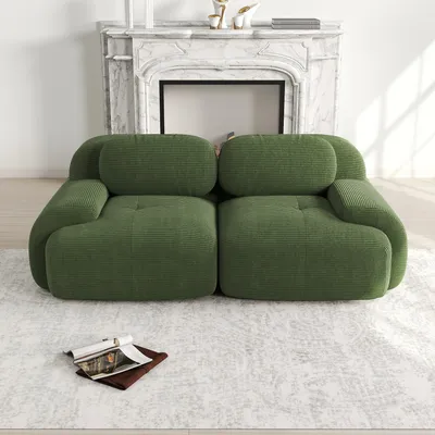 Produktbild von Ecksofa, Modulares Sofa, Cordstoff Sofa, ohne Montage, modular kombinierbar, für Wohnzimmer, Ruhezonen und Schlafzimmer, haustierfreundlich, Grün