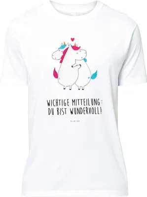 Produktbild von Mr. & Mrs. Panda T-Shirt Einhorn Mitteilung - Weiß - Geschenk, Valentinstag, Lustig, Jersey-Shirt, Tshirt, Unicorn, Liebe, Spruch, S, Lustiges, oberteil
