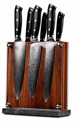 Image de Bloc de couteaux magnétique double face en bois d'acacia