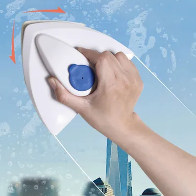 Produktbild von Fensterwischer, Fensterreiniger, Doppelseiten magnetischer Reiniger für 3-8 mm Glasstärke, Reinigungsbürste, Dreiecke Glaswischer, Windows Cleaner