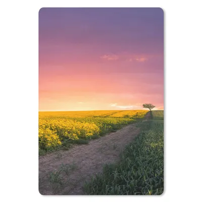 Produktbild von MuchoWow® Mauspad Mousepad Blumen - Straße - Himmel - Gelb - Lila - Sonnenuntergang - Natur 18x27 cm - Mousepads - Maus Mat - Pad - Mausunterlage