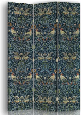 Produktbild von Paravent - Raumteiler Bird - William Morris - Dekorativer Raumtrenner cm. 110x150 (3 x)