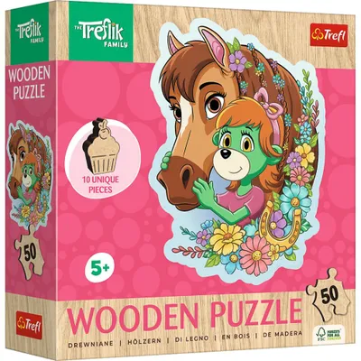 Image de Puzzle à contours Hö lzernes Treflici : Happy Family 50 pièces