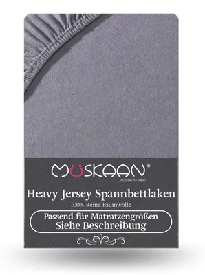 Produktbild von Heavy Jersey Spannbettlaken 120x200 cm - 130x200 cm 100% Baumwolle 160 g/m² anthrazit