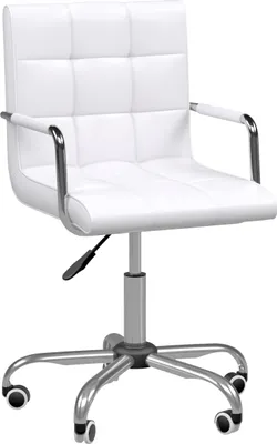 Zdjęcie produktu dla HOMCOM Krzesło biurowe Krzesło obrotowe Taboret kosmetyczny Taboret na kółkach Taboret obrotowy Taboret roboczy Taboret kierowniczy Krzesło do biurka Metalpoliuretan Biały 52,5 x 54 x 84-99 cm