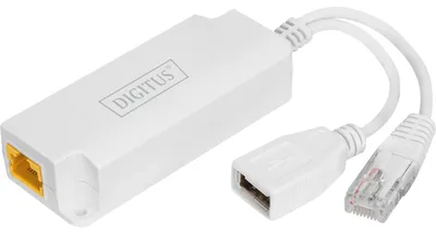 Zdjęcie produktu dla Digitus Rozdzielacz PoE USB-A 5 V, IEEE 802.3at, 10/100Base-T(X), Biały, IP40, 0,124 m, 0 - 40 °C