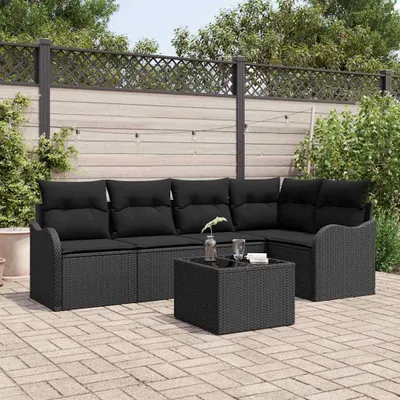 Image de Maison Exclusive - Ensemble de canapé de jardin Noir polyrotin