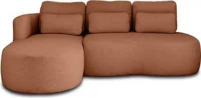 Image de Lisa Design Mahina - canapé d'angle gauche - 4 places - convertible avec coffre - en tissu bouclette , Rouille