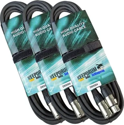 Obrázok produktu pre keepdrum 10m DMX kábel 3-pin XLR 100-Ohm 3 kusy