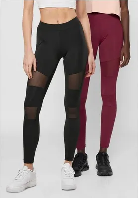 Obrázek produktu pro Dámské leginy Urban Classics Ladies Tech Mesh Leggings 2-Pack black+port - XS