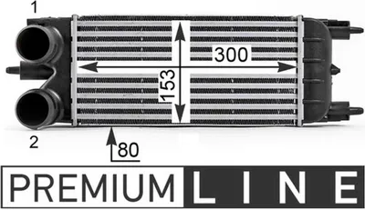 Image de Refroidisseur d'air de suralimentation à ailettes soudées en aluminium 300 mm - 153 mm MAHLE pour PEUGEOT 508, entre autres