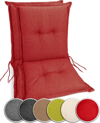 A red chair cushion set displayed against a white background.