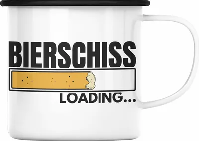 Produktbild von Trendation - Bierschiss Loading Emaille Tasse Lustiger Spruch Party Geschenkidee Männer Mann (Schwarz)