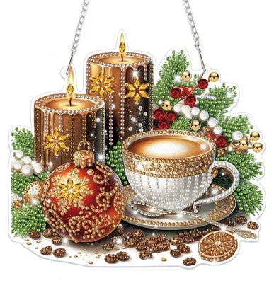 Immagine prodotto di Set per creare gioielli con cristalli (diamond painting), a tema caffè, candela e Natale, ideale per adulti e bambini