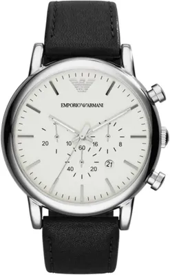 Obrázok produktu pre Elegantné hodinky s chronografom s 46 mm puzdrom z nehrdzavejúcej ocele, čiernym ciferníkom a koženým remienkom, presným strojčekom a 50 m vodotesnosťou.