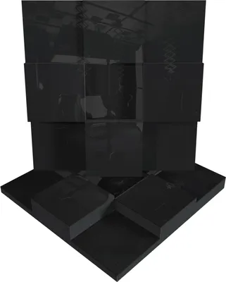 Produktbild von 2er-Pack – Akustische Schallschutz-Diffusionsplatte | Farbplatten: (Schwarz glänzender Kunststoff, EDISON)
