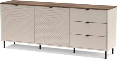 Produktbild von Kommode Evo aus Metall und Platte mit 3 Schubladen, HxBxT 75,2x183,4x40 cm