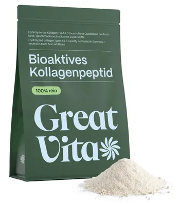 Produktbild von GreatVita Bioaktives Kollagen Pulver 1000g | Hydrolysat Peptide Typ 1+3
