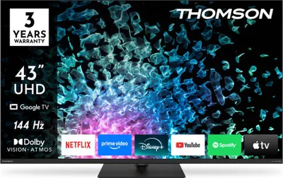 Image de Thomson 43MG7C15, 109,2 cm (43"), 3840 x 2160 px, QD-Mini LED, Smart TV, Wi-Fi, Noir