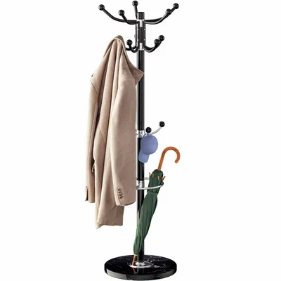 Produktbild von CASARIA® Garderobenständer Kleiderständer mit Marmorfuß Standgarderobe Garderobe Metall , Farbe:schwarz 2