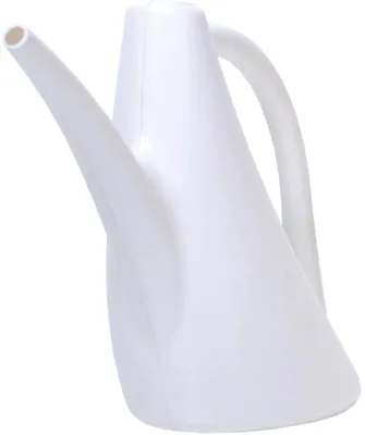 A white watering can is shown against a white background.