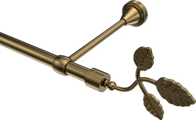 Produktbild von Interdeco Gardinenstange / Vorhangstange Messing Antik, Typ Primus Alessia (Blatt), 16 mm Ø 1-läufig, 280 cm