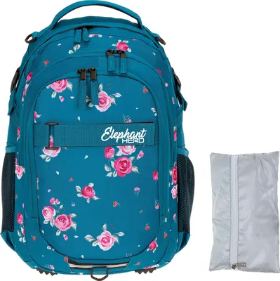 Produktbild von Schulrucksack Elephant Hero Signature Schultasche Rucksack Schulmappe Mädchen 12847 Blue Flower + Regencover