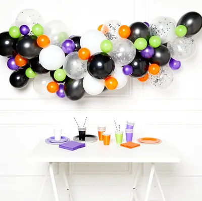 Image de (Fix 2/1) Kit guirlande de ballons en latex pour Halloween - 70 pièces