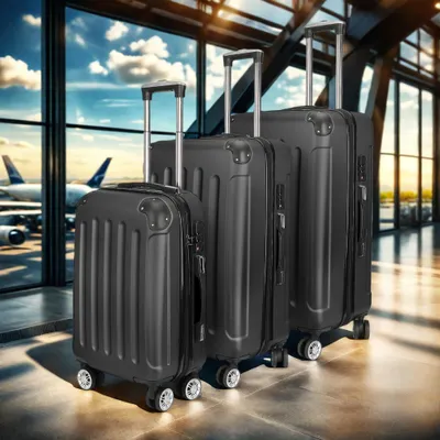 Immagine prodotto di Set di valigie ProximaX da 3 pezzi in ABS rigido, set di valigie da viaggio S/M/L con lucchetto TSA e ruote a 360°, valigie trolley leggere e robuste, nero