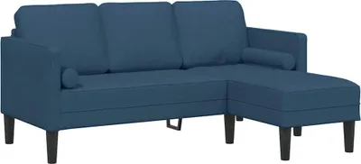 Produktbild von vidaXL Sofa Set mit Kissen Blau Polyester