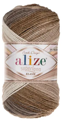 Strickgarn ALIZE SUPERLANA KLASIK BATIK grau beige