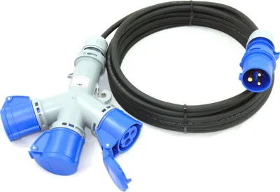 Produktbild von CEE Camping Verlängerung 3-Fach Kupplung 16A H07RN-F 3G1,5 / 3G2,5 5-50m, Querschnitt:3x1.5mm², Länge:45m