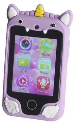 Image de KIK KX2715 : Smartphone pour enfants avec appareil photo, jeux et lecteur MP3, 8 Go, motif licorne, couleur violette