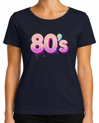Produktbild von 80's Neon Retro Disco Achtziger Jahre Party Vintage Geschenk Damen T-Shirt, Navy, S