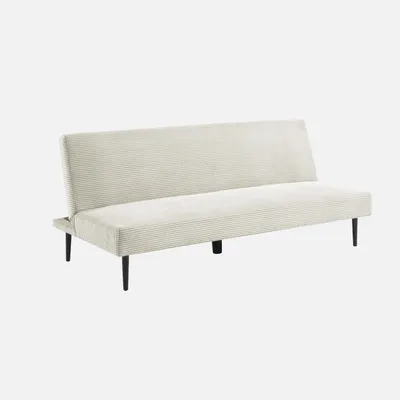 Produktbild von sweeek - 3-Sitzer Schlafsofa mit Cordbezug und Metallbeinen - Creme