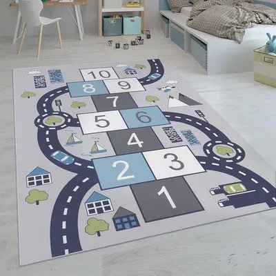 Produktbild von Famanu Kinderteppich Kreative Designs für das Kinderzimmer - 100x200 cm - Grau