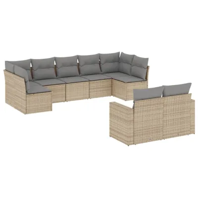Zdjęcie produktu dla vidaXL 9-częściowa sofa ogrodowa z poduszkami Beżowy polirattan