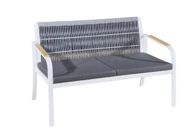 Produktbild von RARO | Gartenmöbel-Set aus Aluminium (2 x Sessel, Sofa + Tisch) weiß, grau