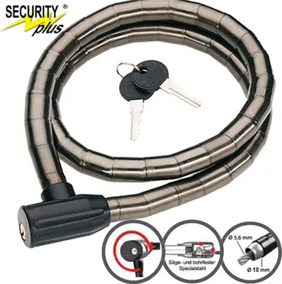 Produktbild von Point Panzerkabelschloss GS61, Security Plus, Stahl, L=1.000mm, Ø=18mm, schwarz