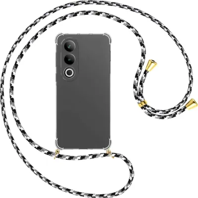 Produktbild von Handykette Backcover-Schutzhülle mit Band (Metall goldfarben) für OnePlus Ace 3V 5G - schwarz/grau/weiß