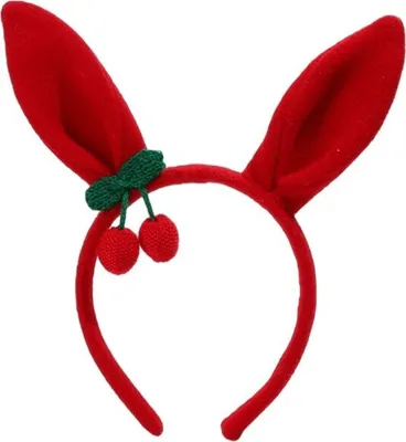 Produktbild von Rotes dekoratives Stirnband mit Kaninchenohren, aus Polyester